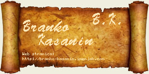 Branko Kašanin vizit kartica